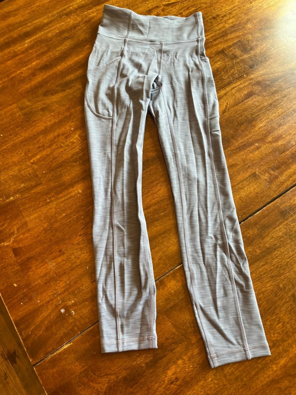 Lululemon Wunder Train High-Rise Tight Heathered Grey Sz 2 Side Pocket